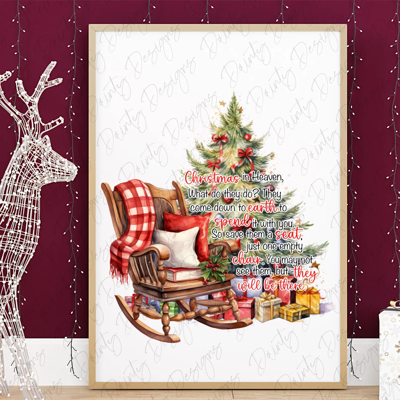 Christmas in Heaven PNG Print, Memorial Watercolor Design