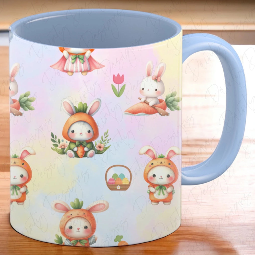 Easter Bunny Mug Wrap, Watercolor Easter Eggs Design (Digital Download)